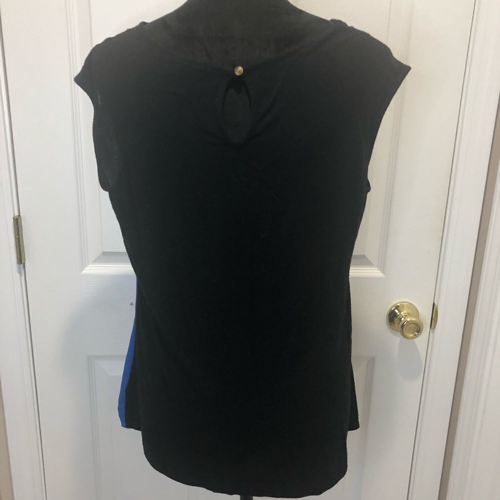 Worthington blue and black sleeveless blouse - Picture 5 of 6
